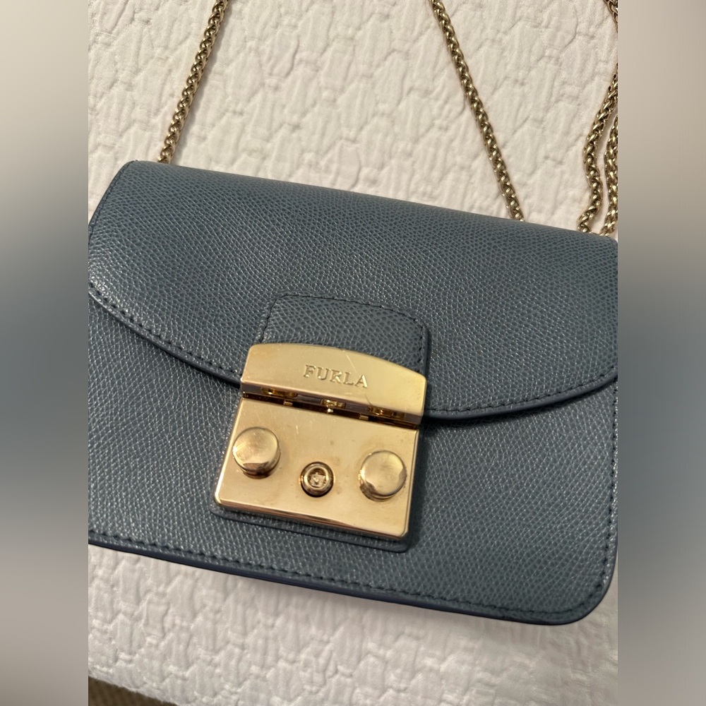 Furla Metropolis Blue Mini Crossbody Bag, blue, excellent condition.